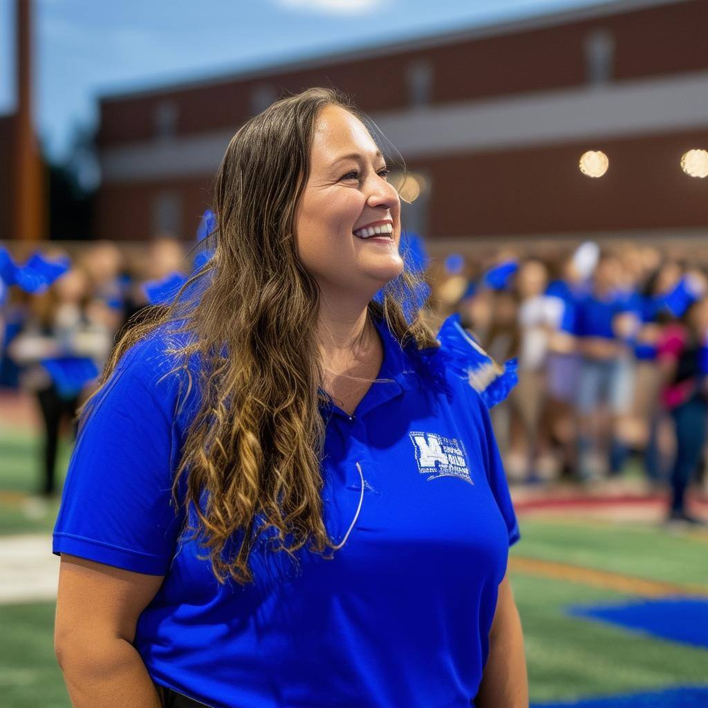 school administrator in during pep rally